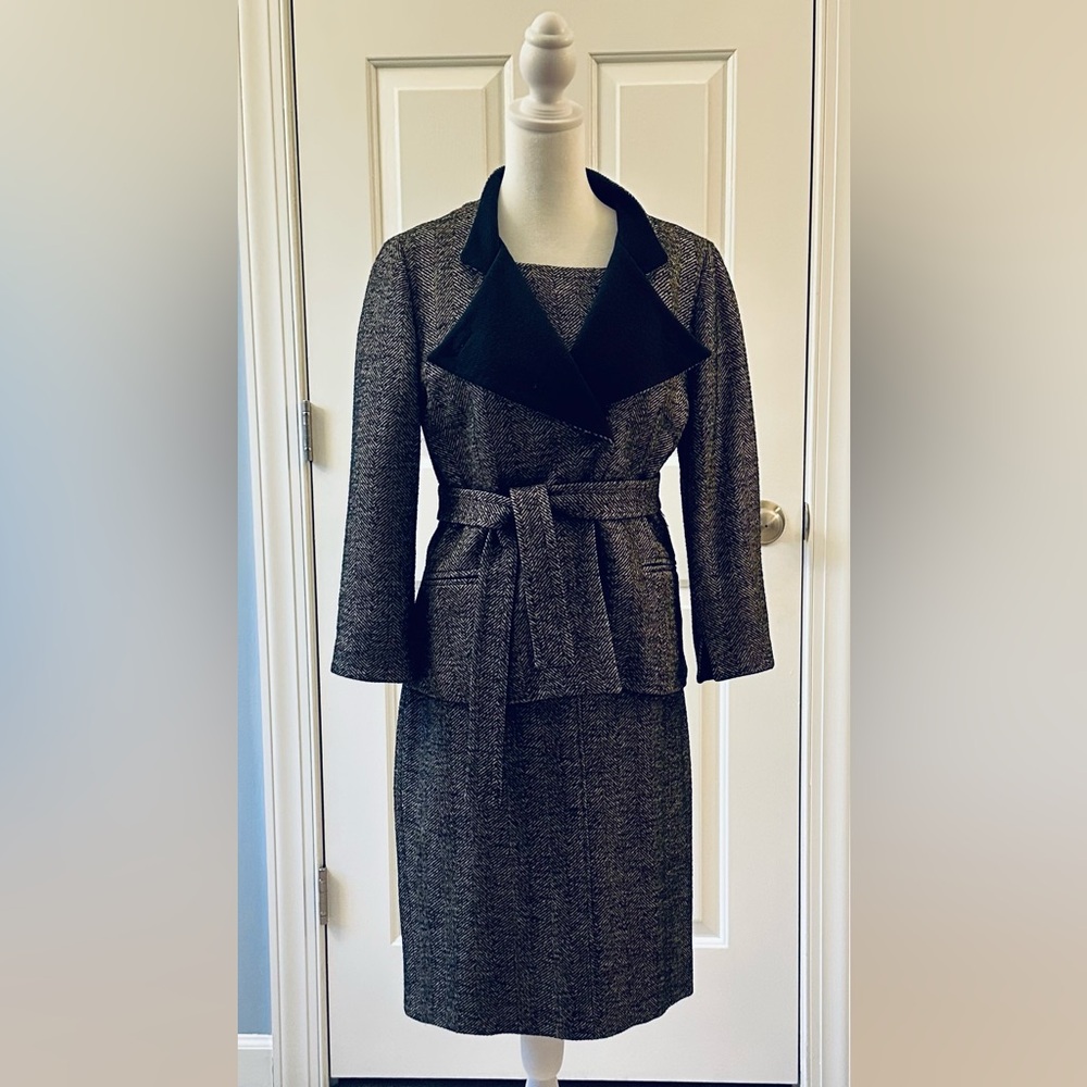 MaxMara brown herringbone dress & blazer set